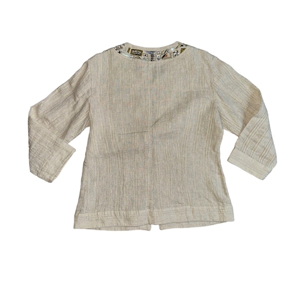 Chicos Rhinestone Beige Linen Jacket Blazer Size Small - Picture 2 of 7